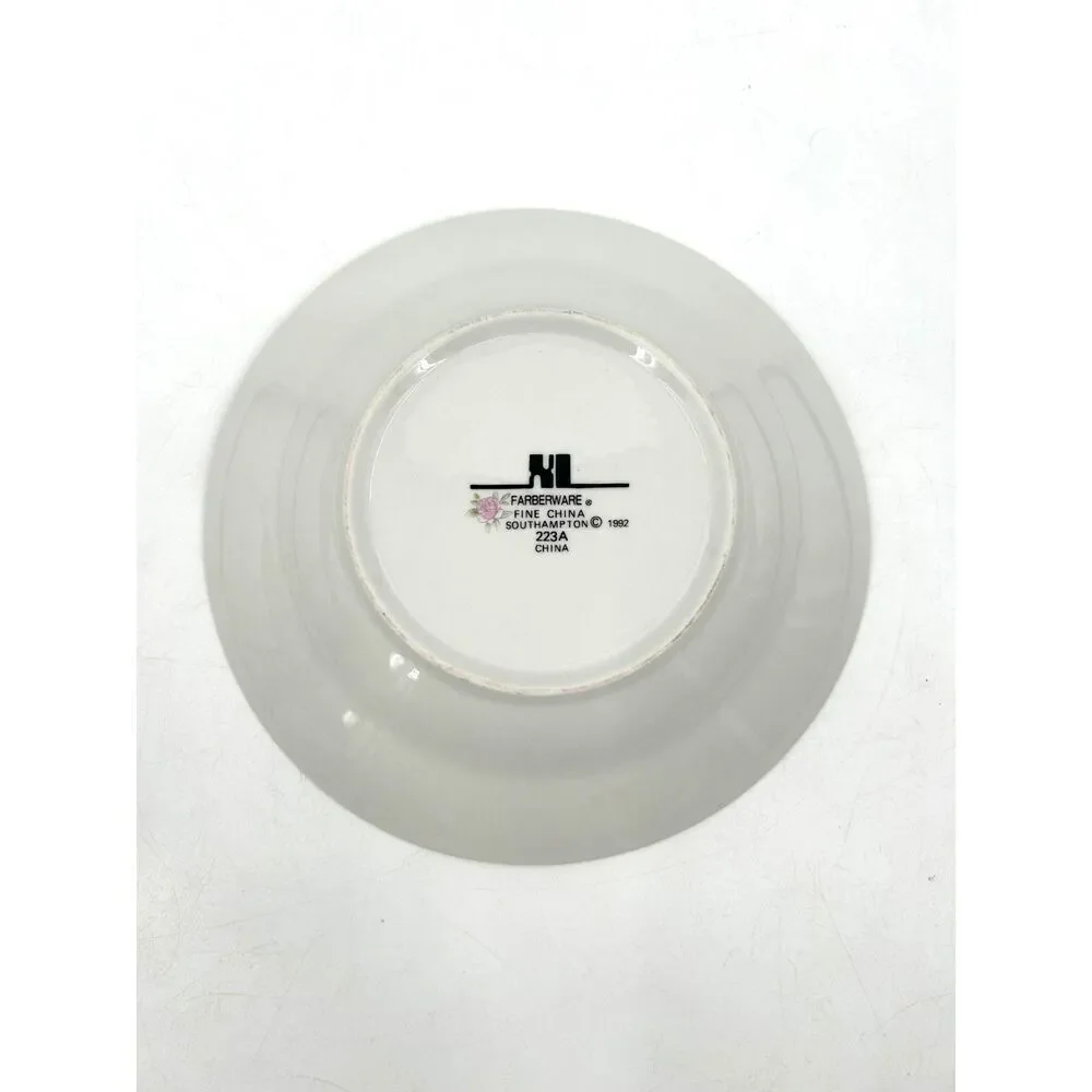 FARBERWARE Vintage 1992 Fine China White Floral Southampton Shallow Soup Bowl 8